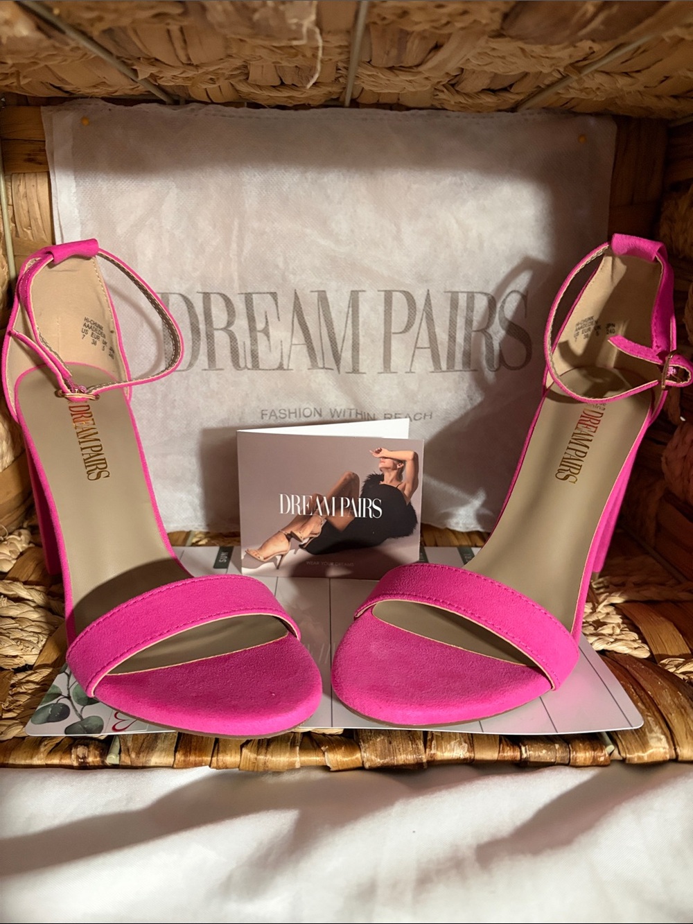 Dream Pairs Hot Pink Ankle Strap Stiletto Heels